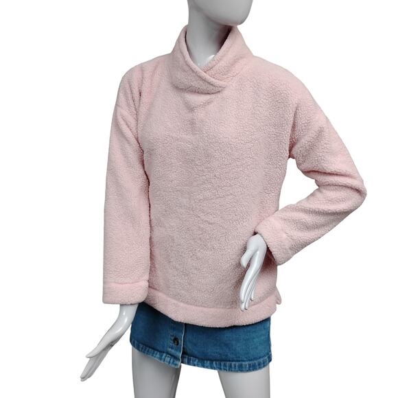 Jane and Bleecker Sherpa Sweater Top Size Small Pink High Neck Long Sleeve - Picture 1 of 10